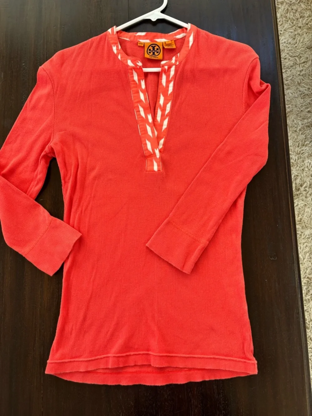 Tory Burch Coral Long-Sleeve Tunic Top